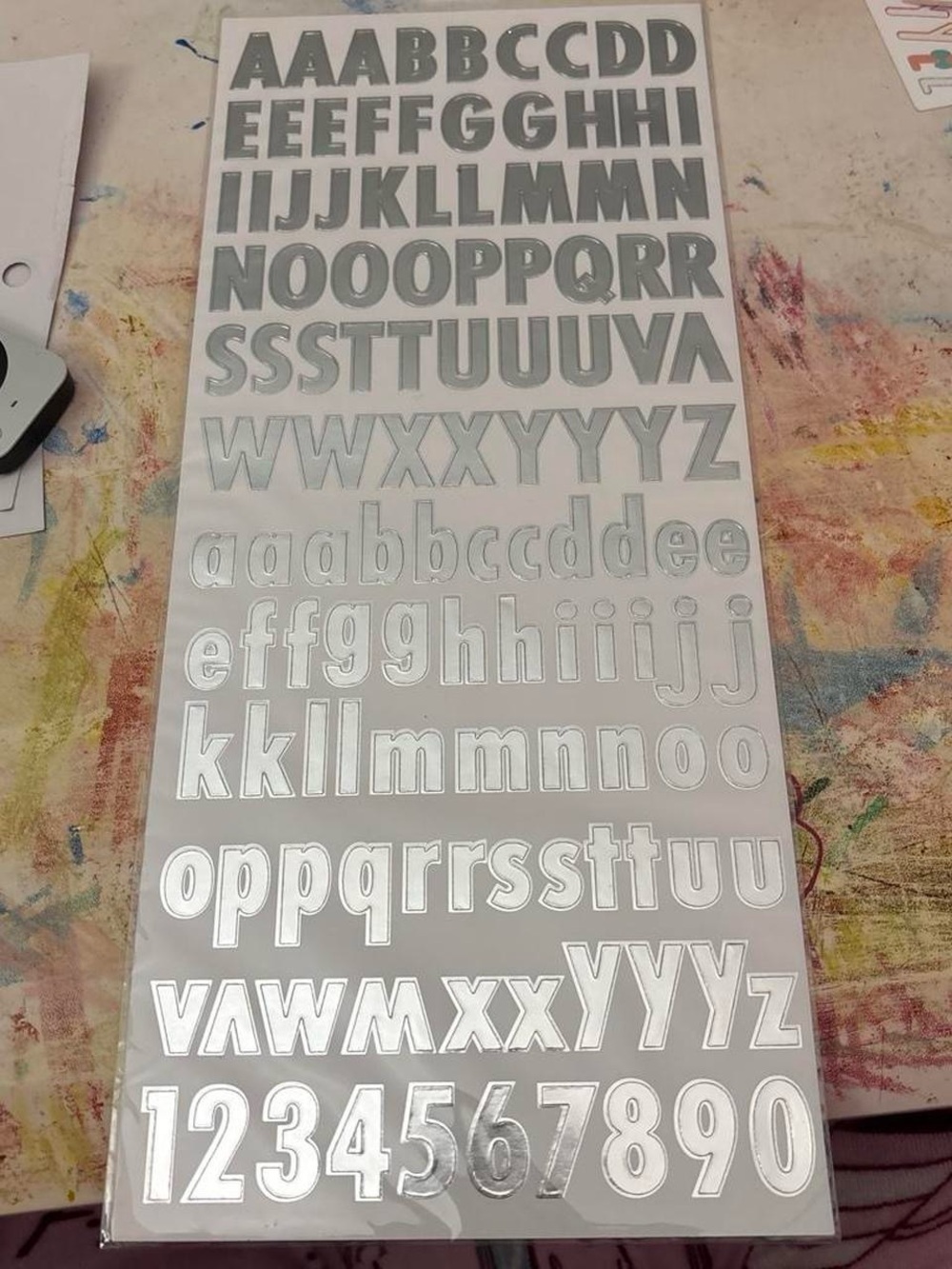 2 Silver Alphabet & Number Sticker Sheets - Picture 2 of 4